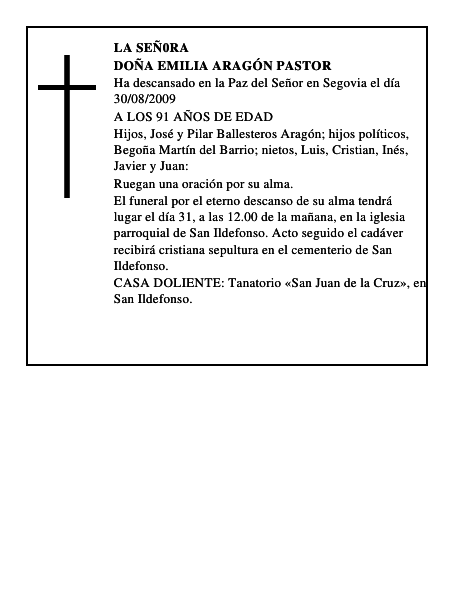 DOÑA EMILIA ARAGÓN PASTOR
