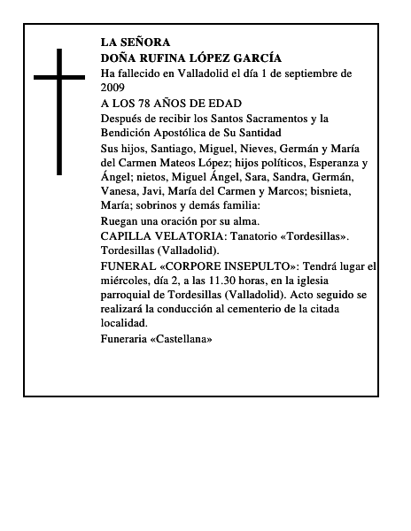 DOÑA RUFINA LÓPEZ GARCÍA