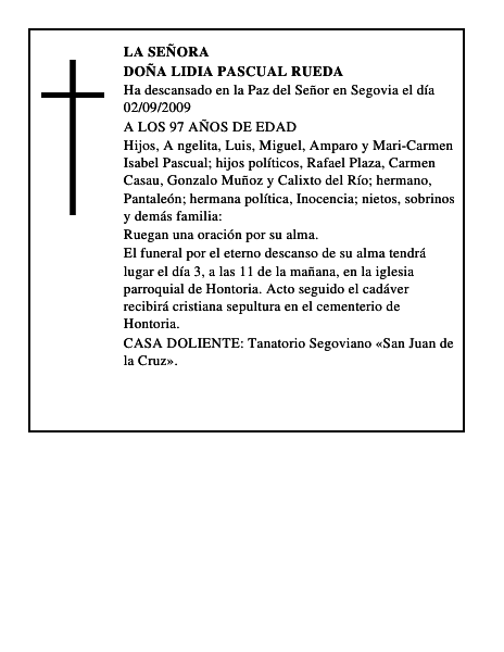 DOÑA LIDIA PASCUAL RUEDA