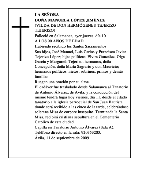 DOÑA MANUELA LÓPEZ JIMÉNEZ