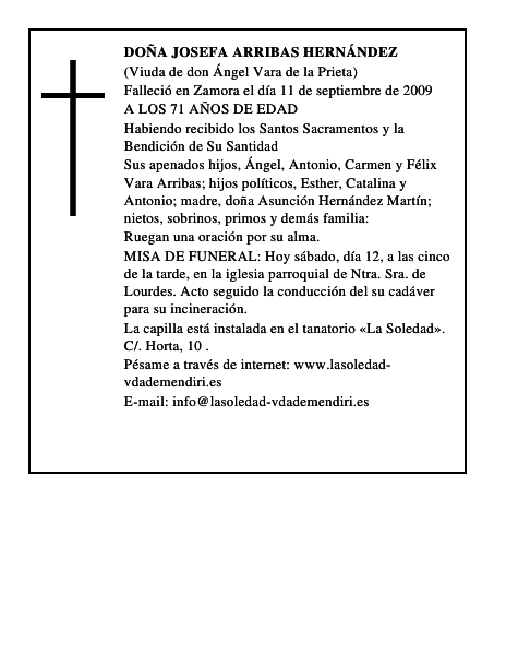 DOÑA JOSEFA ARRIBAS HERNÁNDEZ
