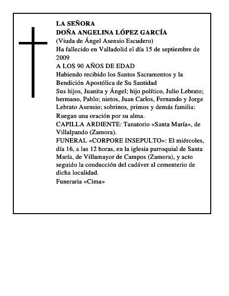 DOÑA ANGELINA LÓPEZ GARCÍA