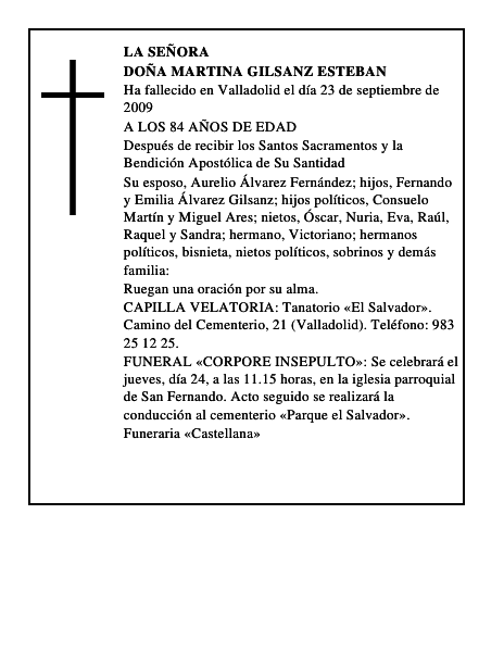 DOÑA MARTINA GILSANZ ESTEBAN