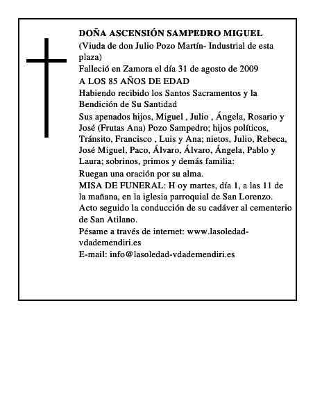 DOÑA ASCENSIÓN SAMPEDRO MIGUEL
