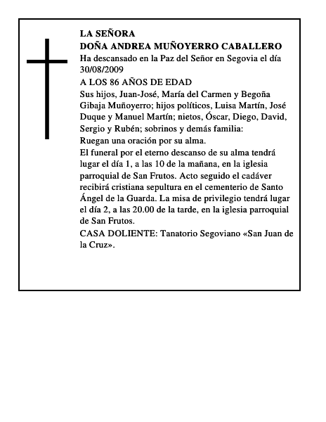 DOÑA ANDREA MUÑOYERRO CABALLERO