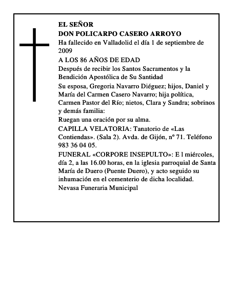 DON POLICARPO CASERO ARROYO