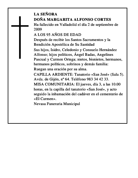 DOÑA MARGARITA ALFONSO CORTES