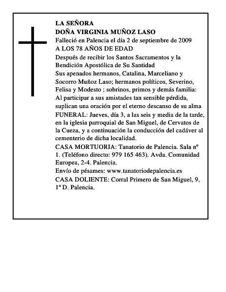 DOÑA VIRGINIA MUÑOZ LASO