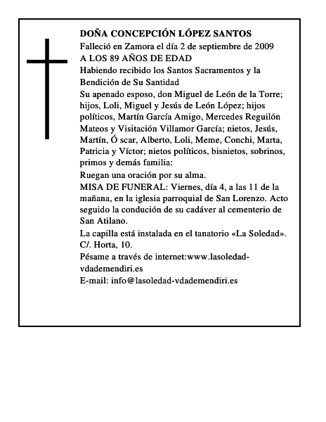 DOÑA CONCEPCIÓN LÓPEZ SANTOS