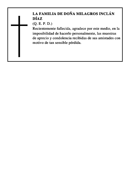 LA FAMILIA DE DOÑA MILAGROS INCLÁN DÍAZ