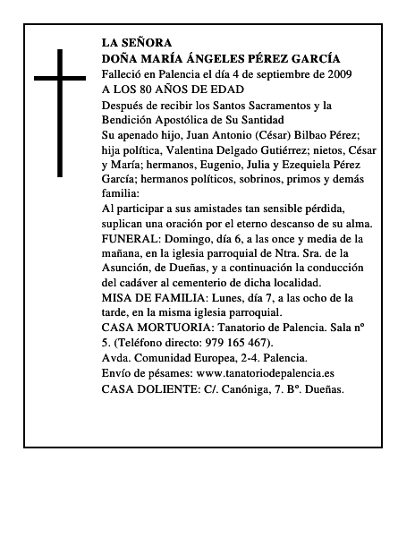 DOÑA MARÍA ÁNGELES PÉREZ GARCÍA