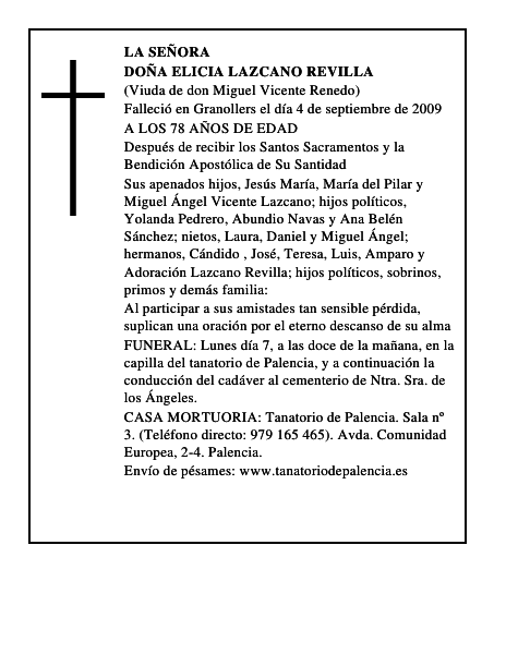 DOÑA ELICIA LAZCANO REVILLA