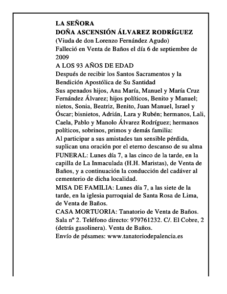 DOÑA ASCENSIÓN ÁLVAREZ RODRÍGUEZ
