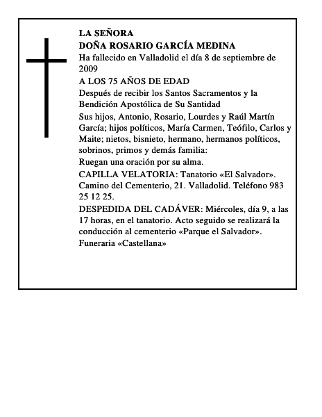 DOÑA ROSARIO GARCÍA MEDINA