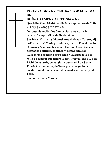 DOÑA CARMEN CASERO SEOANE
