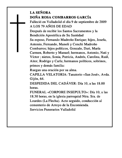 DOÑA ROSA COMBARROS GARCÍA