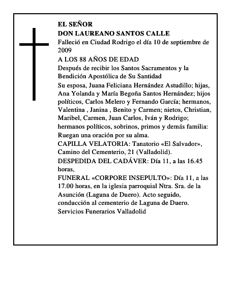 DON LAUREANO SANTOS CALLE
