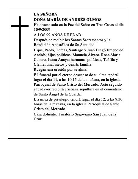 DOÑA MARÍA DE ANDRÉS OLMOS
