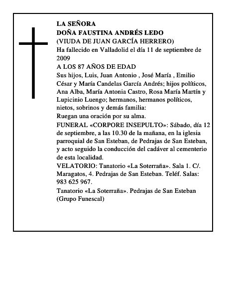 DOÑA FAUSTINA ANDRÉS LEDO