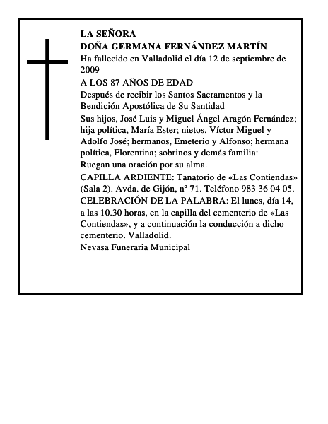 DOÑA GERMANA FERNÁNDEZ MARTÍN