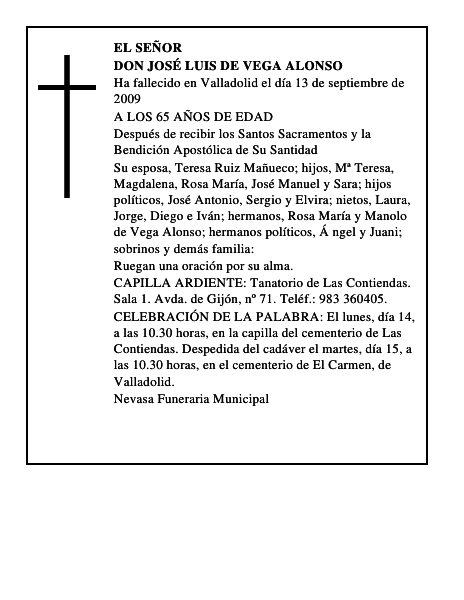 DON JOSÉ LUIS DE VEGA ALONSO