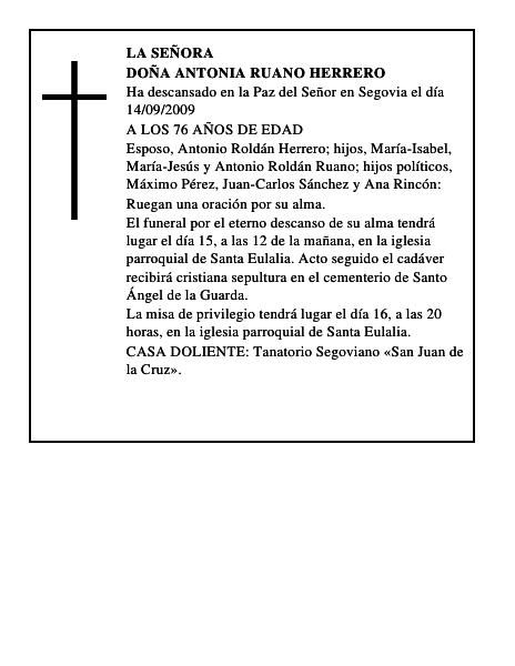 DOÑA ANTONIA RUANO HERRERO
