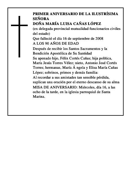 DOÑA MARÍA LUISA CAÑAS LÓPEZ