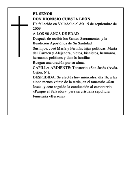 DON DIONISIO CUESTA LEÓN