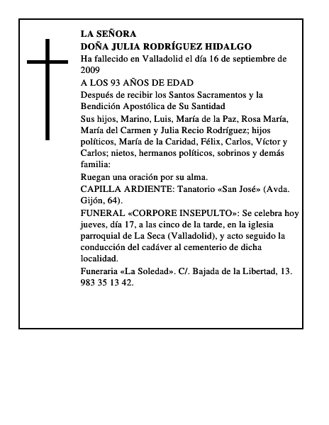 DOÑA JULIA RODRÍGUEZ HIDALGO