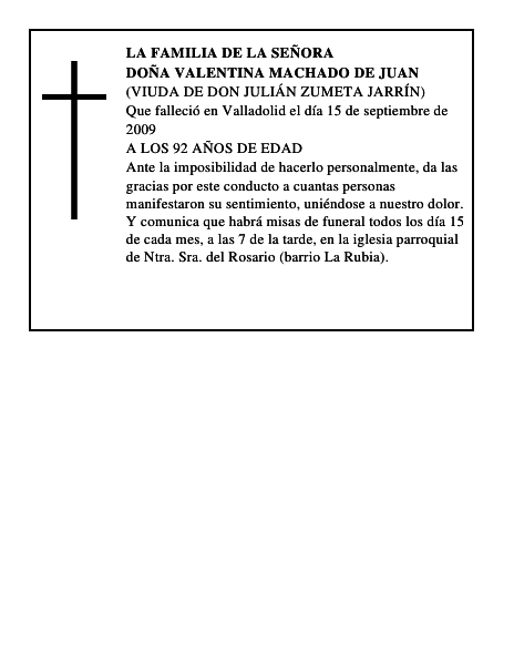 DOÑA VALENTINA MACHADO DE JUAN