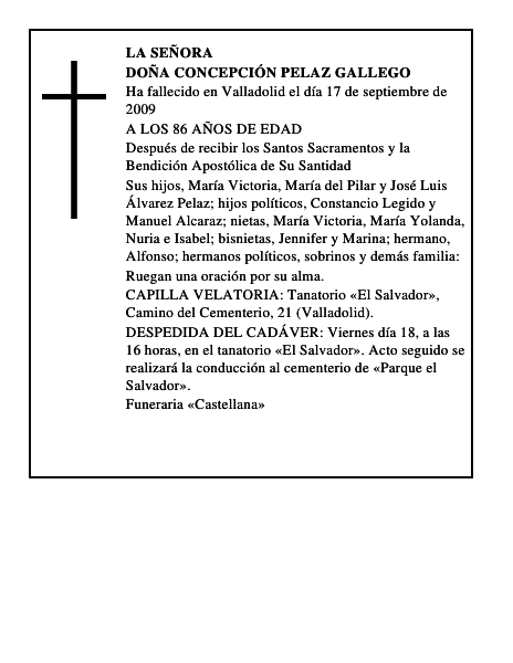 DOÑA CONCEPCIÓN PELAZ GALLEGO