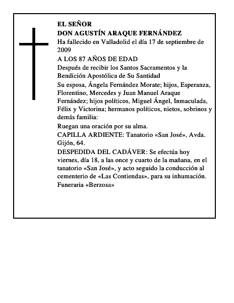 DON AGUSTÍN ARAQUE FERNÁNDEZ