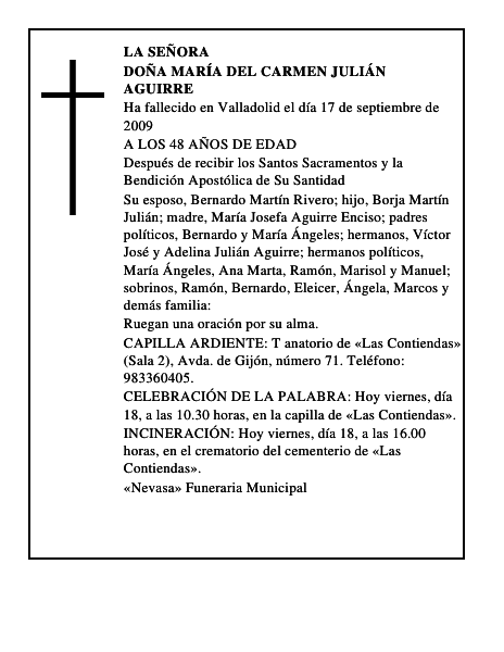 DOÑA MARÍA DEL CARMEN JULIÁN AGUIRRE