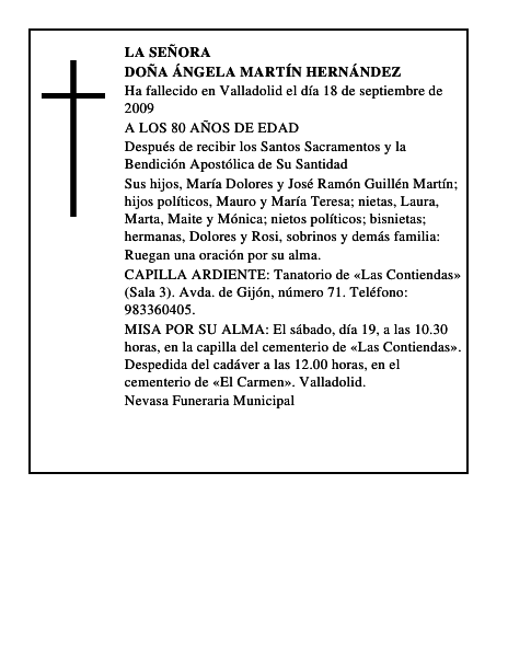 DOÑA ÁNGELA MARTÍN HERNÁNDEZ