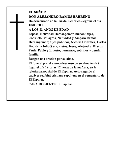 DON ALEJANDRO RAMOS BARRENO