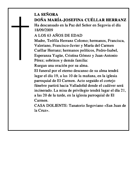 DOÑA MARÍA-JOSEFINA CUÉLLAR HERRANZ