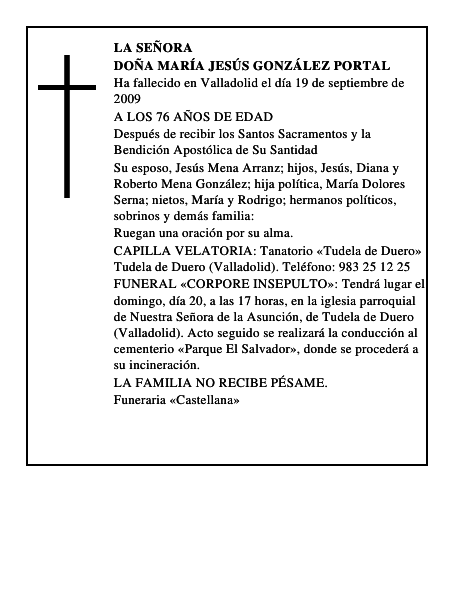 DOÑA MARÍA JESÚS GONZÁLEZ PORTAL