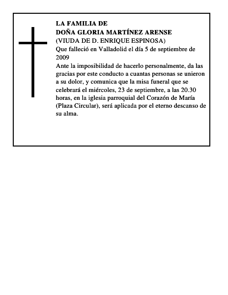 DOÑA GLORIA MARTÍNEZ ARENSE