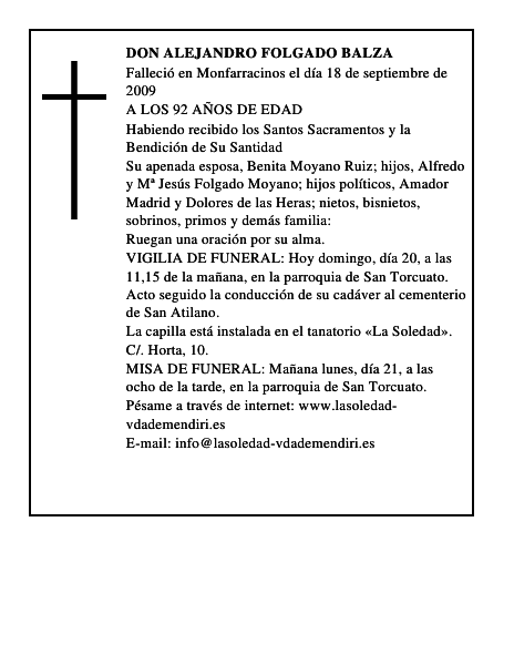 DON ALEJANDRO FOLGADO BALZA