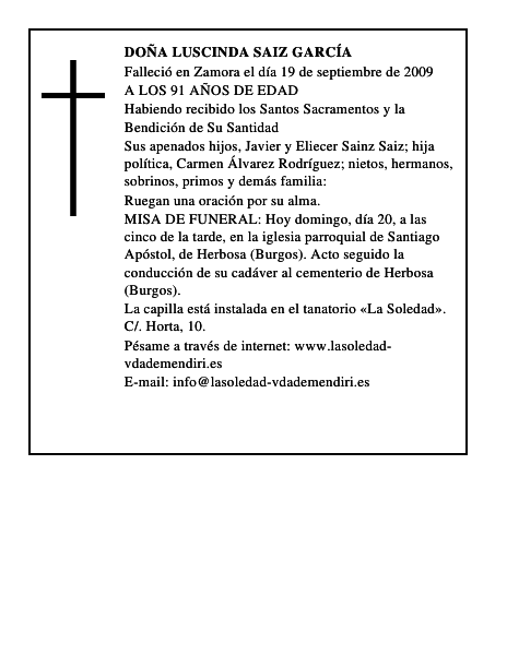 DOÑA LUSCINDA SAIZ GARCÍA