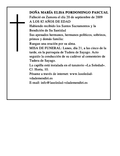 DOÑA MARÍA ELISA PORDOMINGO PASCUAL