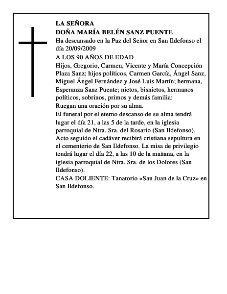 DOÑA MARÍA BELÉN SANZ PUENTE