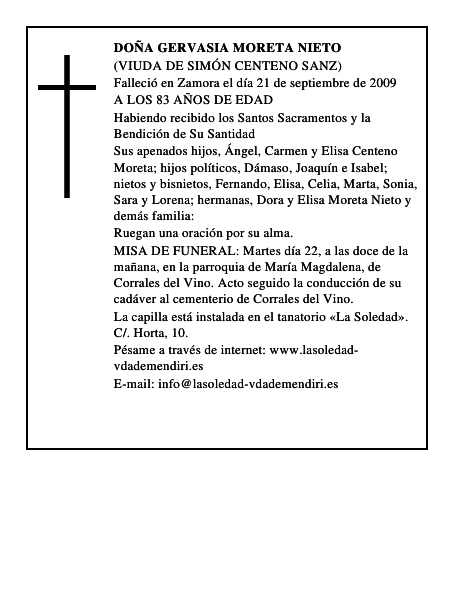 DOÑA GERVASIA MORETA NIETO