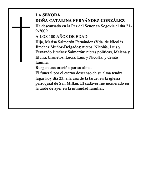DOÑA CATALINA FERNÁNDEZ GONZÁLEZ