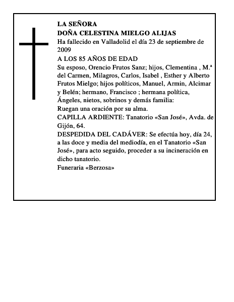 DOÑA CELESTINA MIELGO ALIJAS