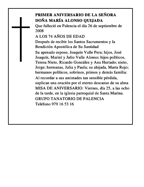 DOÑA MARÍA ALONSO QUIJADA