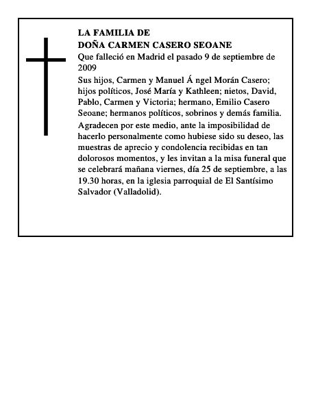 DOÑA CARMEN CASERO SEOANE