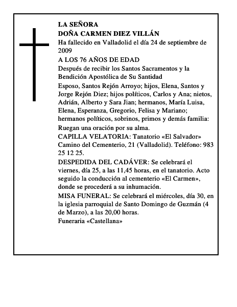 DOÑA CARMEN DIEZ VILLÁN