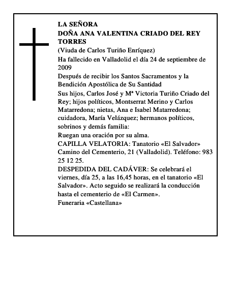 DOÑA ANA VALENTINA CRIADO DEL REY TORRES