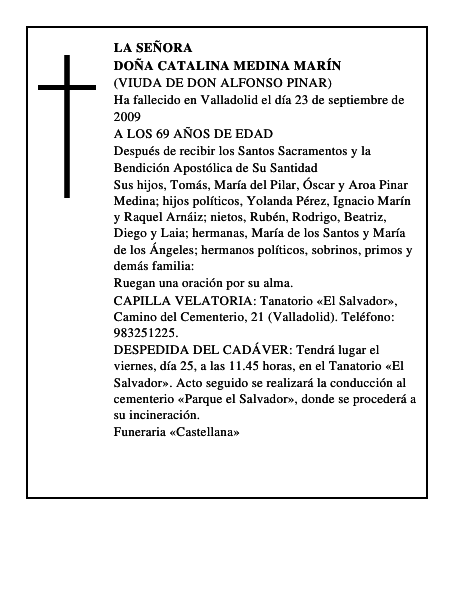 DOÑA CATALINA MEDINA MARÍN